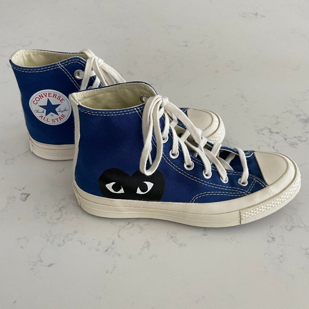 Converse All Star PLAY Comme des Garcons Hi Top Lace Up Sneakers Blue Sz 7W/5M